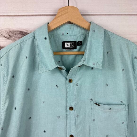 Rip Curl Mens Woven Short Sleeve Button Down Shirt Blue Size XL - Picture 4 of 8